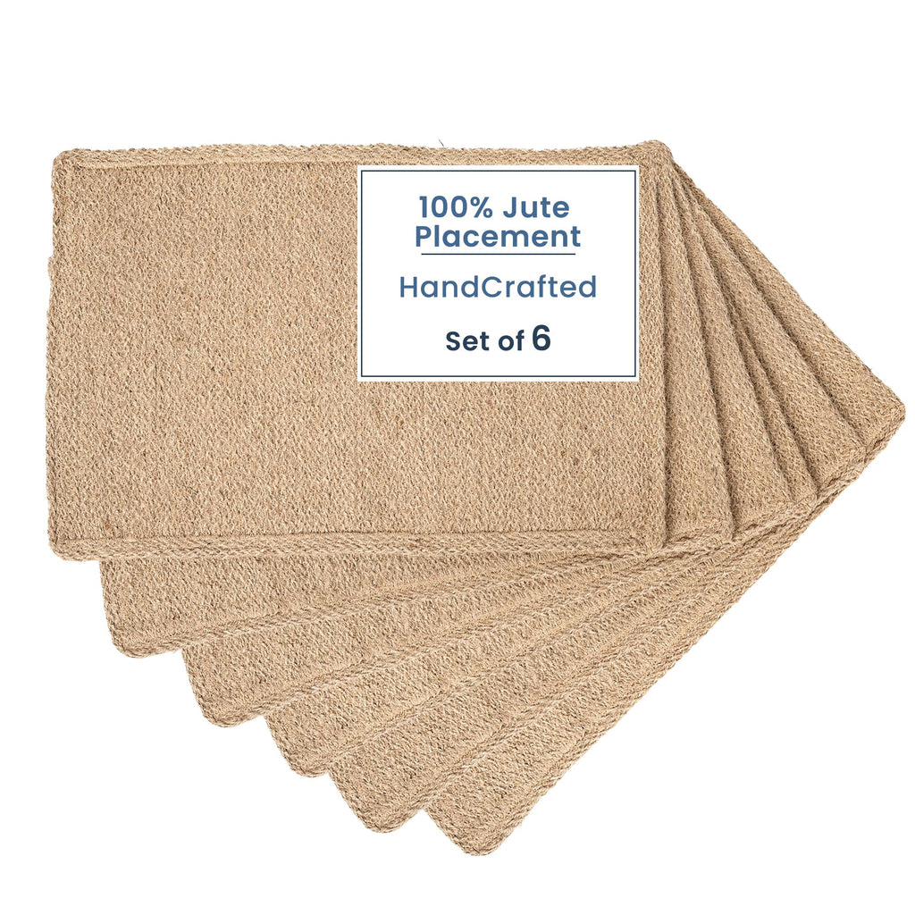 Natural Jute Placemats Burlap Woven Place mats Set of 6, 18x12