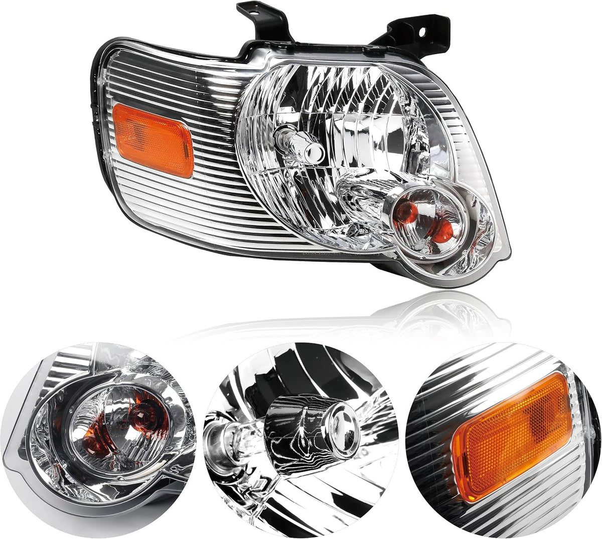 Pair Chrome Headlights Compatible with 2006-2010 Ford Explorer