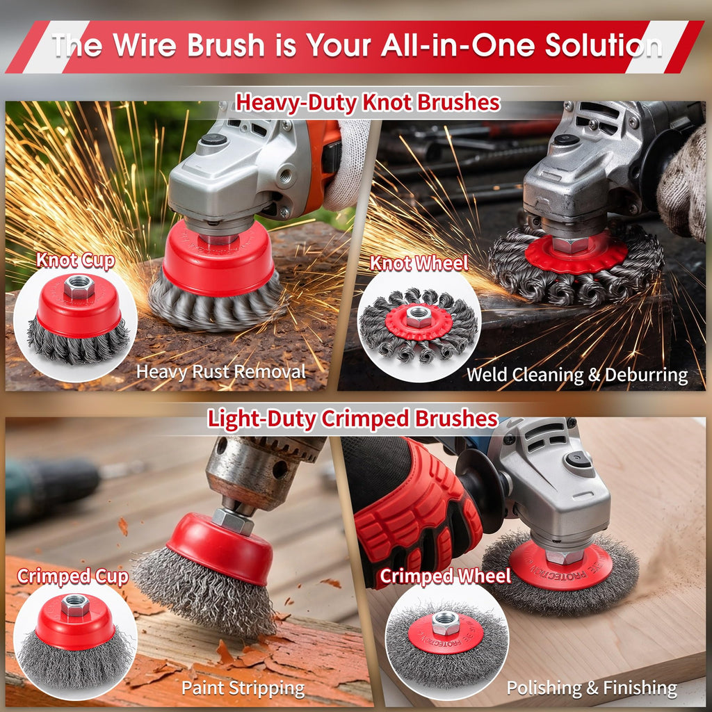 6 Pack Angle Grinder Wire Wheel, Wire Wheel Brush for 4-1/2" Angle Grinder