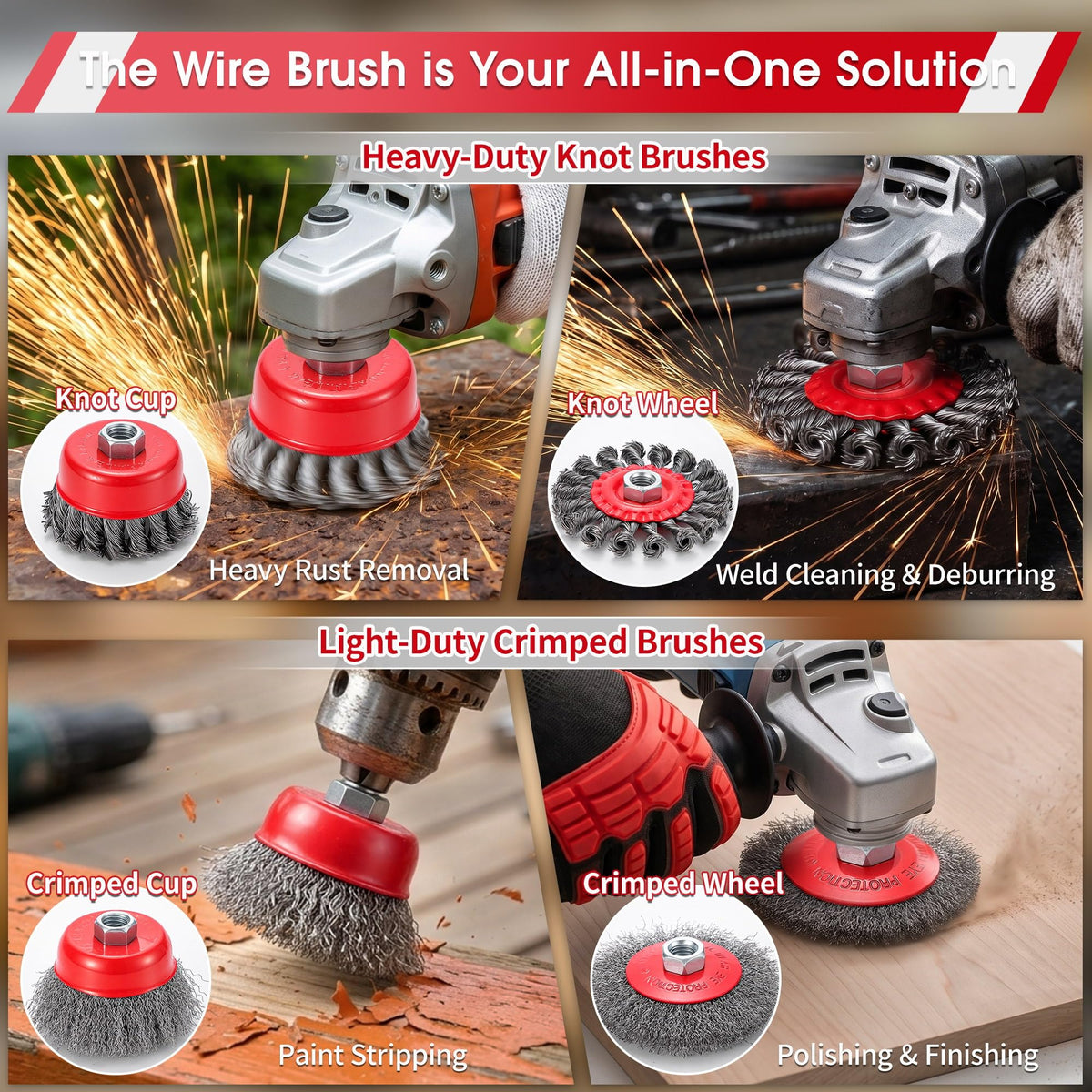 6 Pack Angle Grinder Wire Wheel, Wire Wheel Brush for 4-1/2" Angle Grinder