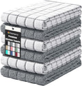 Large Premium Cotton Kitchen Towels 16"x 28", 6 Pack, Grey | Natural Ring Spun 390 GSM Dish Towels, Super Absorbent