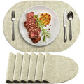 Faux Leather Oval Placemats Set of 6, Sage Green