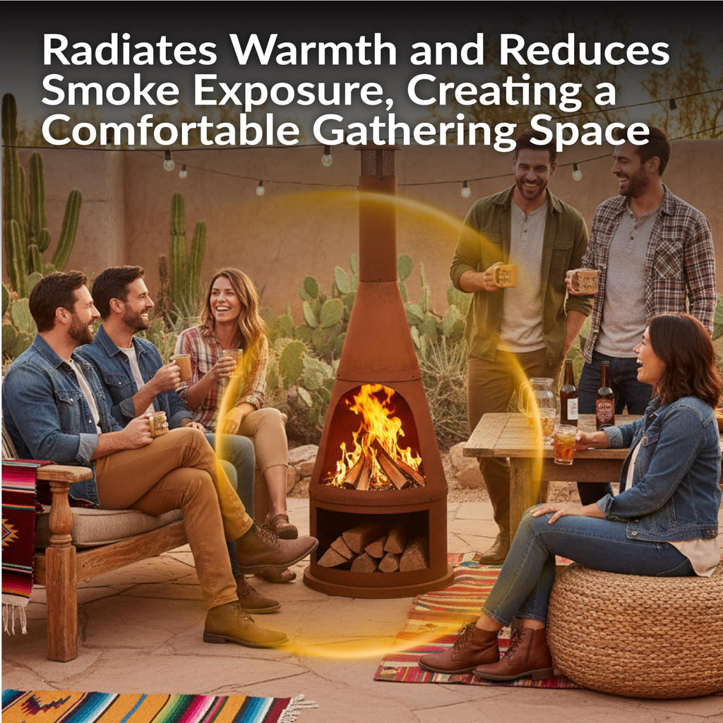 Sunnydaze 70" Extra Large Chiminea Outdoor Fireplace with Built-in Log Rack