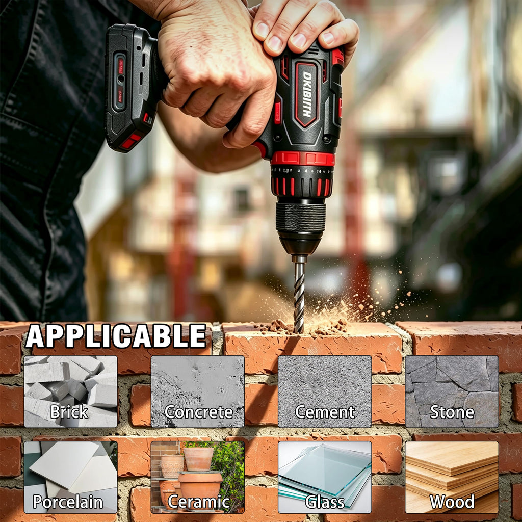10-Piece 5/16“ Masonry Drill Bits for Tile Glass Ceramic Wall Brick Stone Soft-Metal Wood, 5/16 Inch Concrete Drill Bits Cement Drill Bit Set, 3-Flat Shank, YG8 Carbide Tungsten Steel Alloy Tip 8mm
