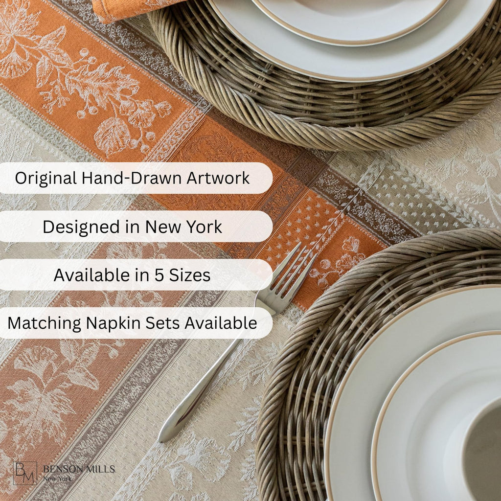 Heirloom Harvest Tablecloth (Terracotta 60"x 120" Rectangular)