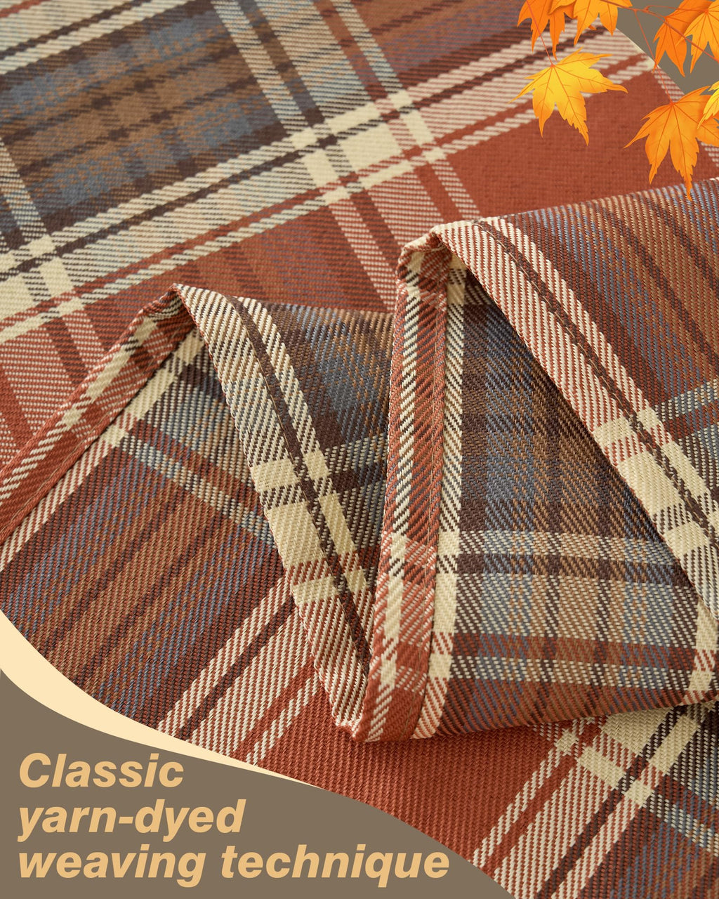 Fall & Thanksgiving Tablecloth Rectangle, Tartan Plaid, 60x102 in