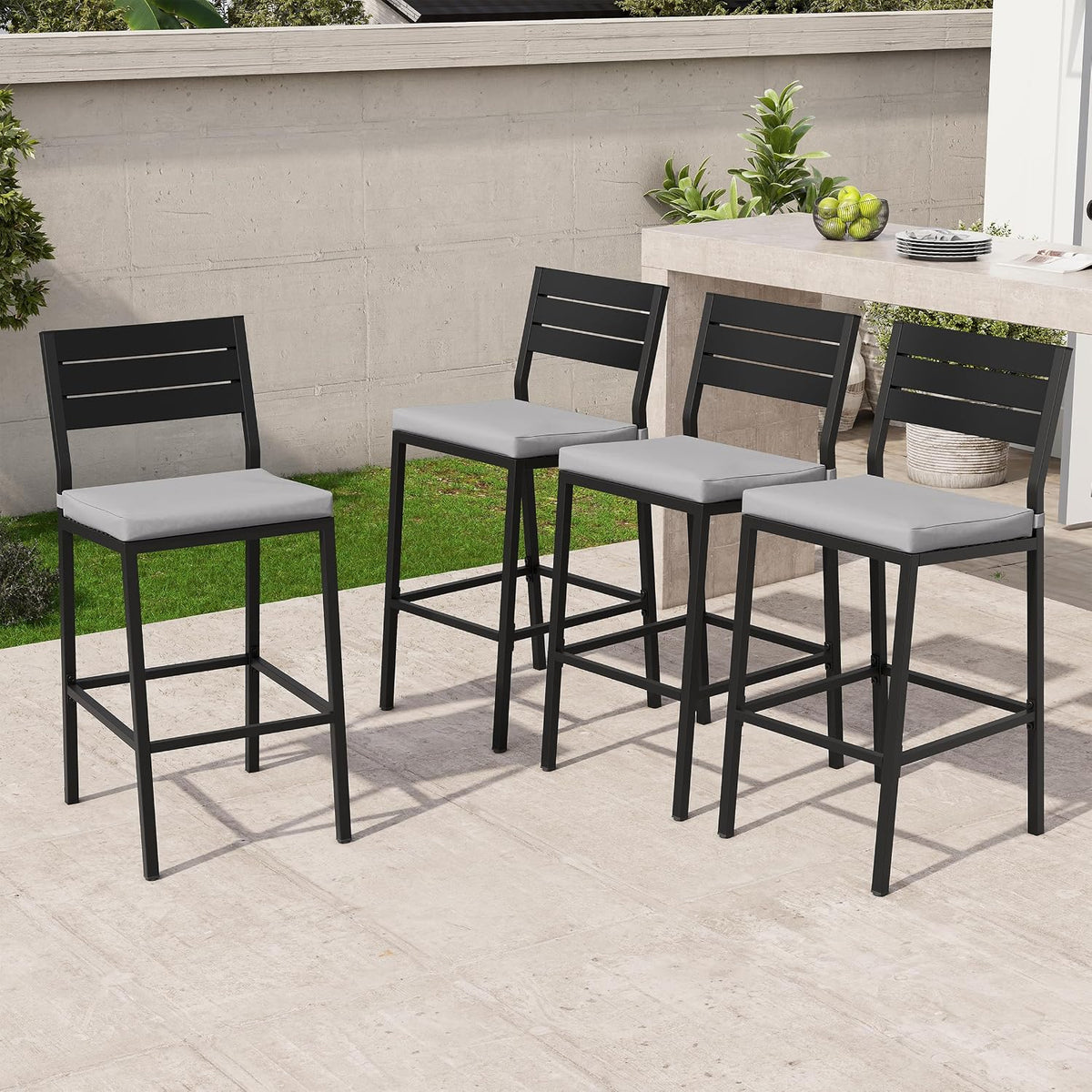 26.8"Outdoor/ Indoor Counter Height Bar Stools Set of 4 with Backrest