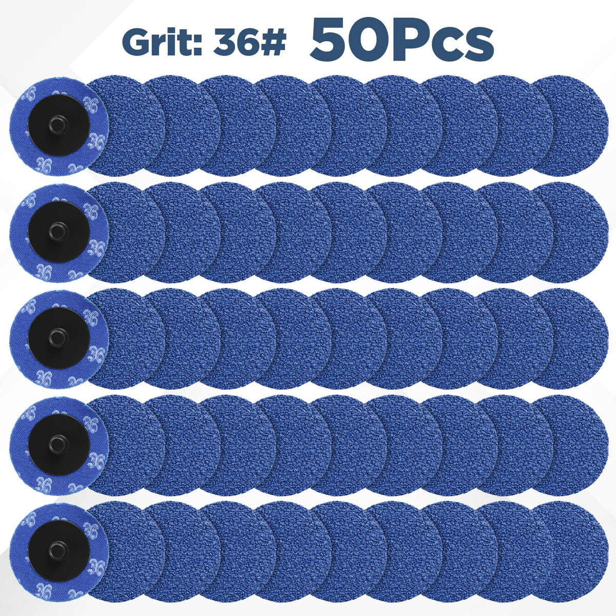 50 Pcs 2 Inch Flap Discs, 36 Grit 2 Sanding Discs with Aluminum Oxide Coated for Surface Prep, Grinding & Polishing (Blue, 2 x 2 Inches)