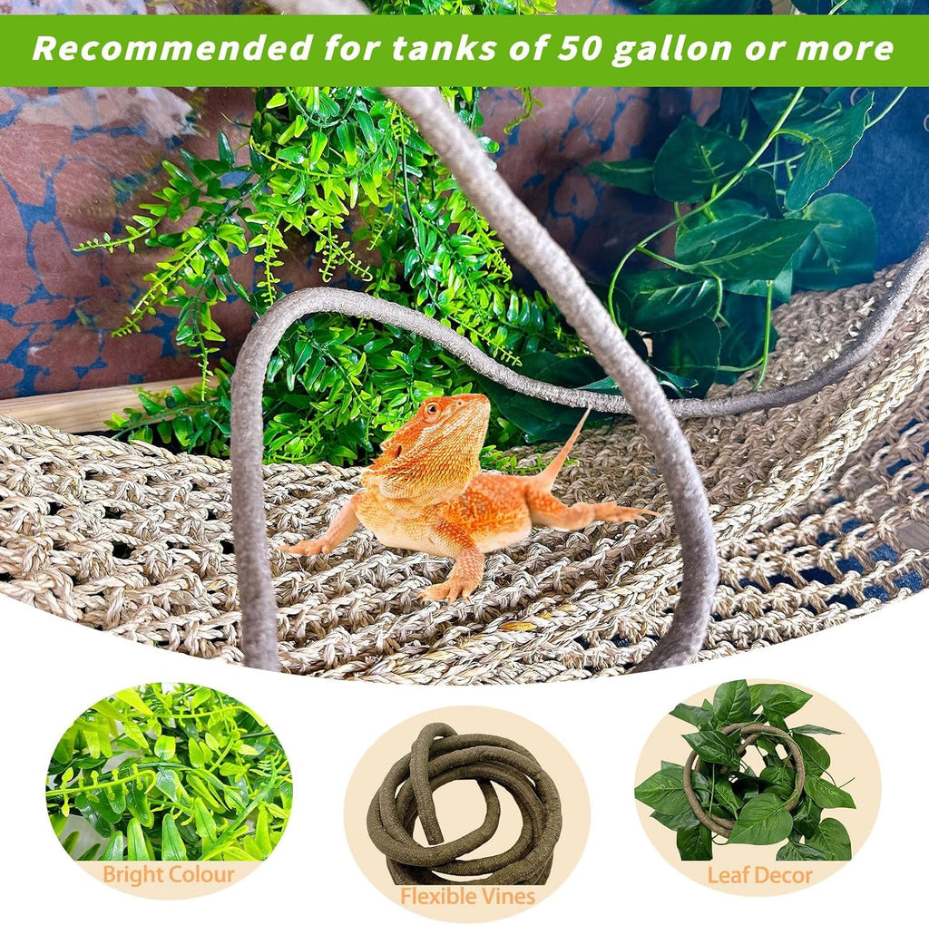 2 Pack Large Bearded Dragon Hammock,30"x7"Lizard Climbing Lounger,Natural Seagrass Reptile Hammocks Tank Accessories