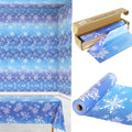 100FT x 54IN Snowflake Plastic Tablecloth Roll with Slide Cutter Box