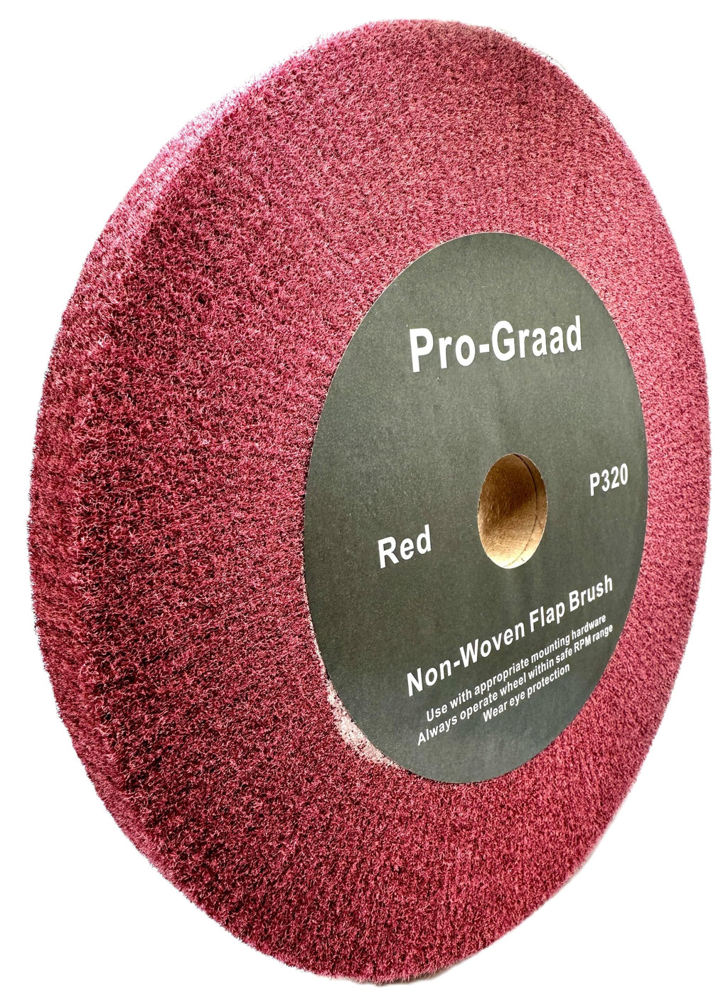 Pro-Graad Red Bench Grinder Finishing Flap Brush Wheel 10" x 1", P320 Grit