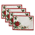 Red and White Poinsettias Placemat, Set of 4, Multicolor - 13" W x 19" L