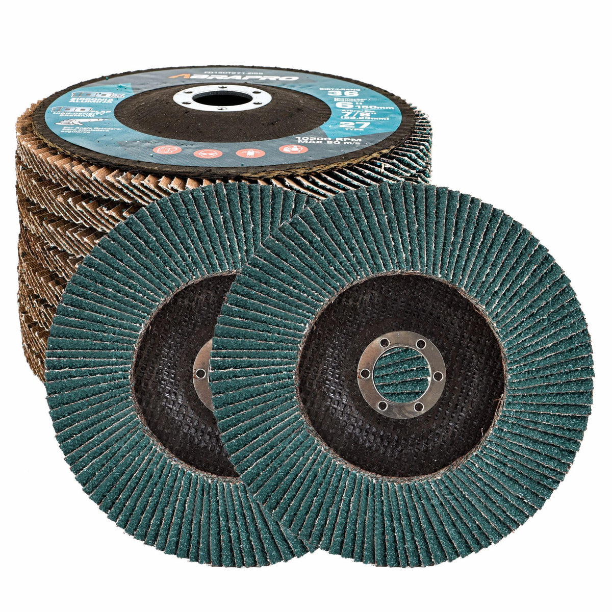 10 Pcs 6" x 7/8" Zirconia Flap Disc, T27 Grinding Disc 36/40/60/80/120Grit