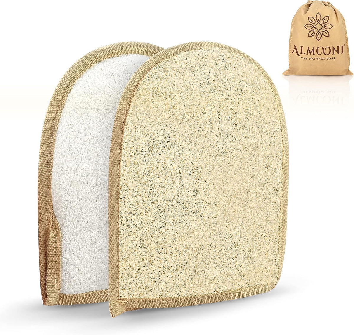 Egyptian Loofah Gloves for Women & Men, Real Natural Egyptian Loofah Mittens with Terry Cloth, Premium Exfoliating