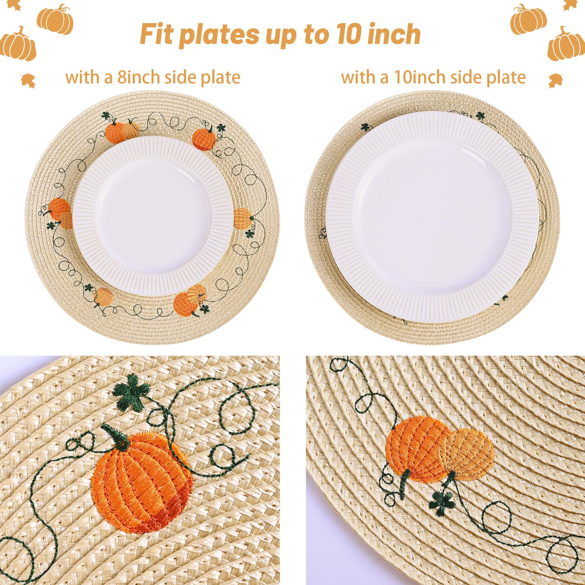 Round Fall Placemats Set of 4 PP Pumpkin Placemats