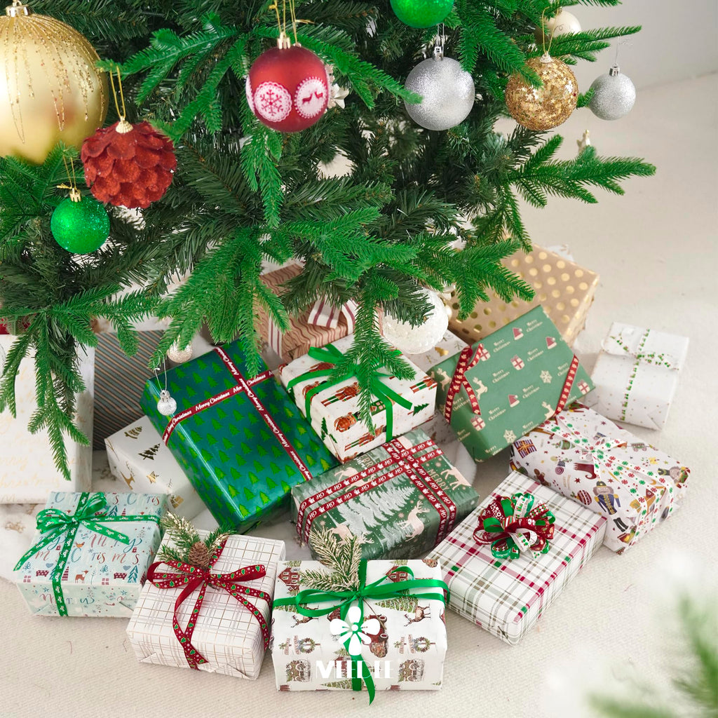 3/8 inch 100 Yards Assorted Christmas Ribbon - Pack of 20 in Red
