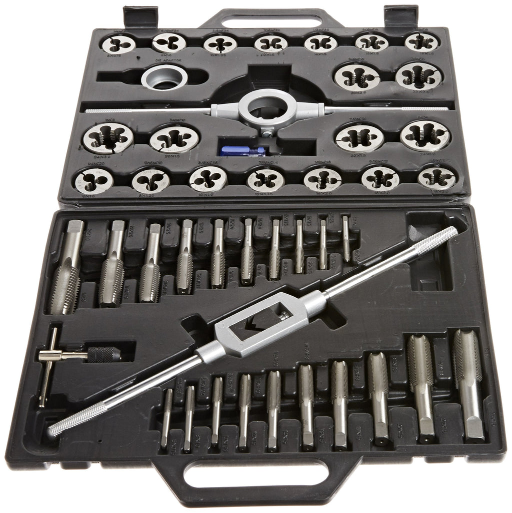 Drill America 45 Piece Carbon Steel Tap and Die Set (1/4" - 1", NC and NF), DWT Series