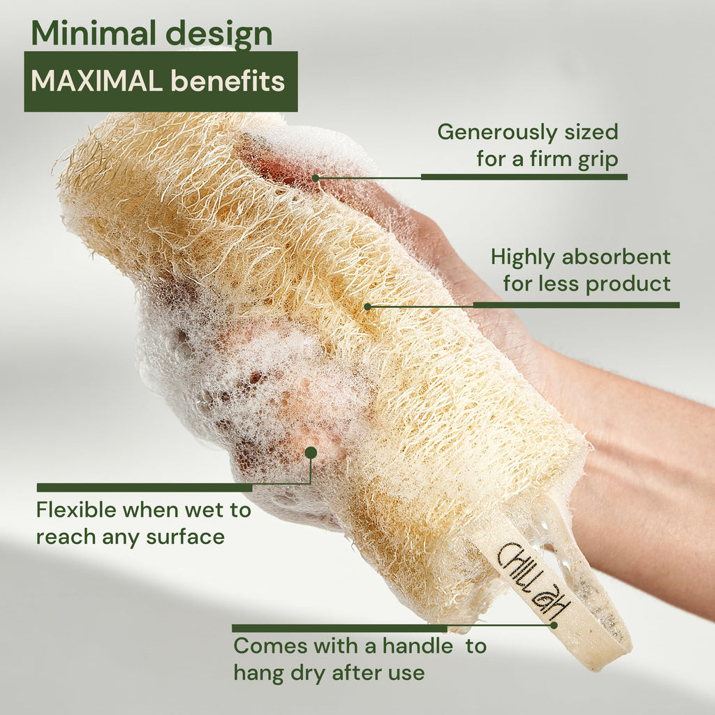 Natural Loofah Sponge Set – 100% Plant-Based, Dye-Free, Biodegradable Bath Exfoliator for Glowing Skin – Handcrafted