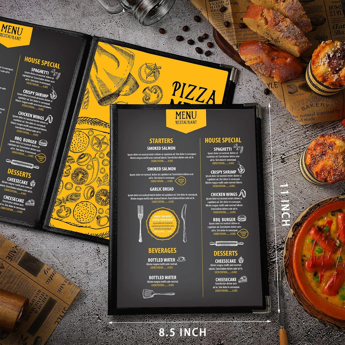 20 Pcs 8.5 x 11 Inch Menu Covers 4 Page 8 View Transparent Restaurant Covers Book Fits A4 Size Paper, Bar Cafe Clear