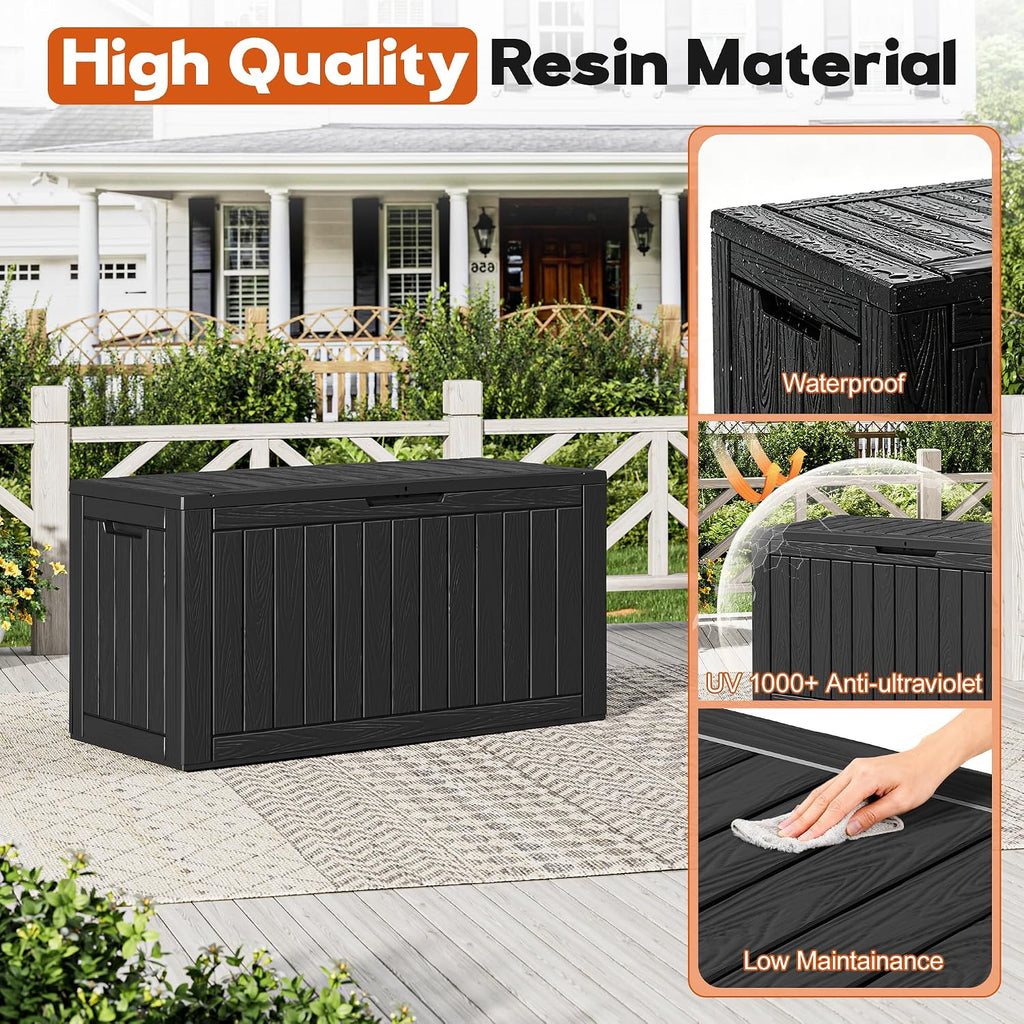 Oudoor Storage Deck Boxes Waterproof, Waterproof and UV Resistant Outdoor Storage Box Lockable Lid for Delivery Box