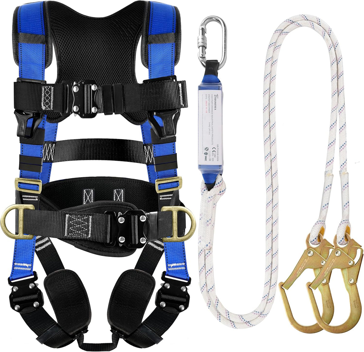 TRSMIMA Safety Harness Fall Protection - Harness Kit for Men Construction | Fall Arrest Roofing Harness Kit Men Full