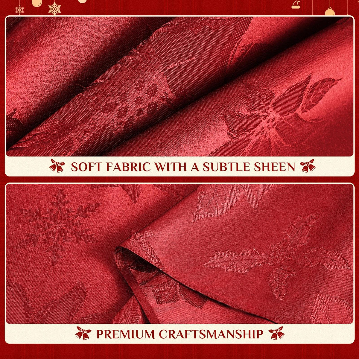 Christmas Jacquard Rectangle Tablecloth, 60 x 84 inch, Red