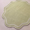 6 Pcs Cotton Placemats Cotton, Scalloped Edge Sage Green