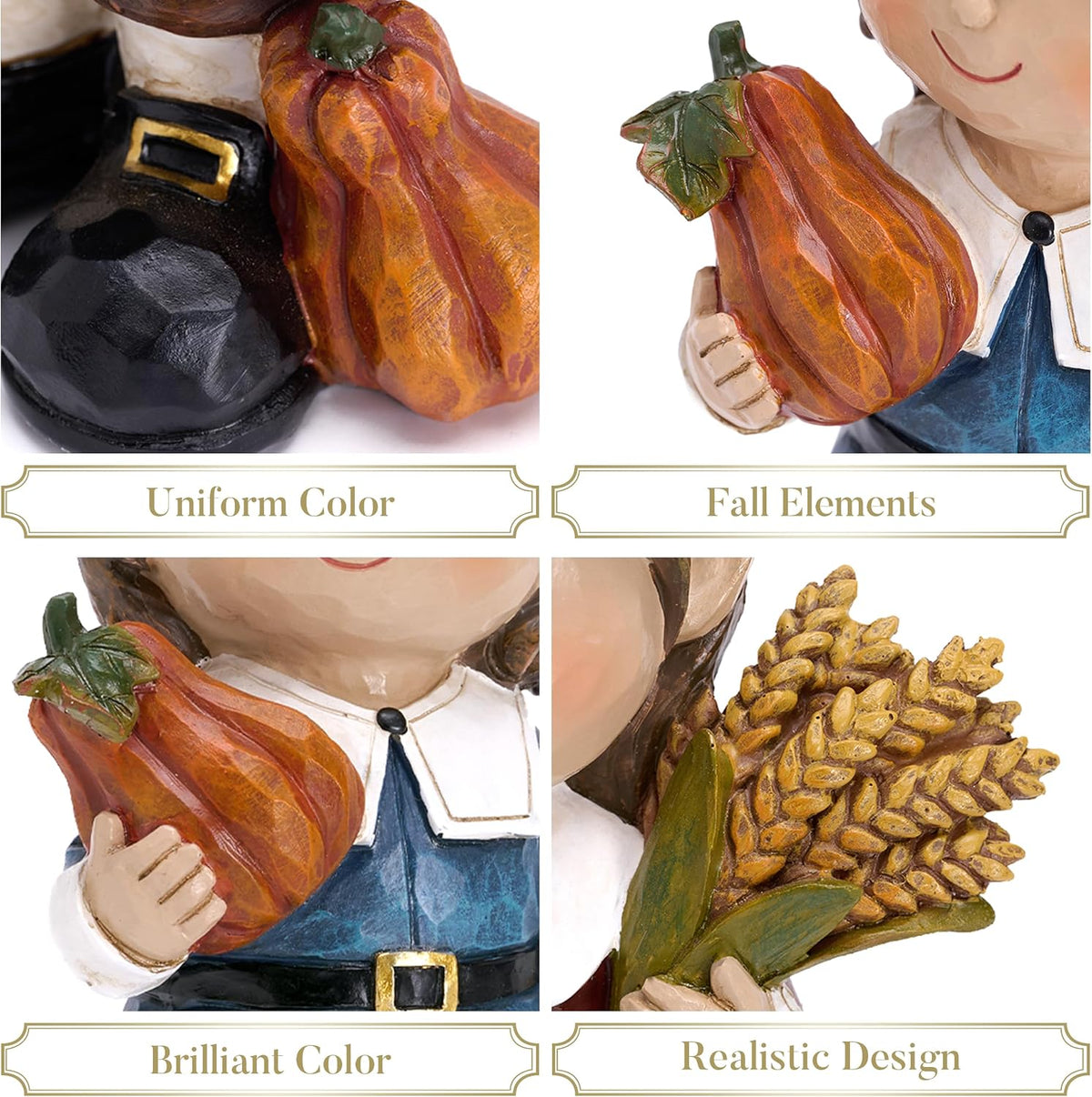 Fall Decorations for Home, 2 Pcs Fall Decor for Table Indoor Outdoor, Resin Thanksgiving Decorations Garden Pumpkins