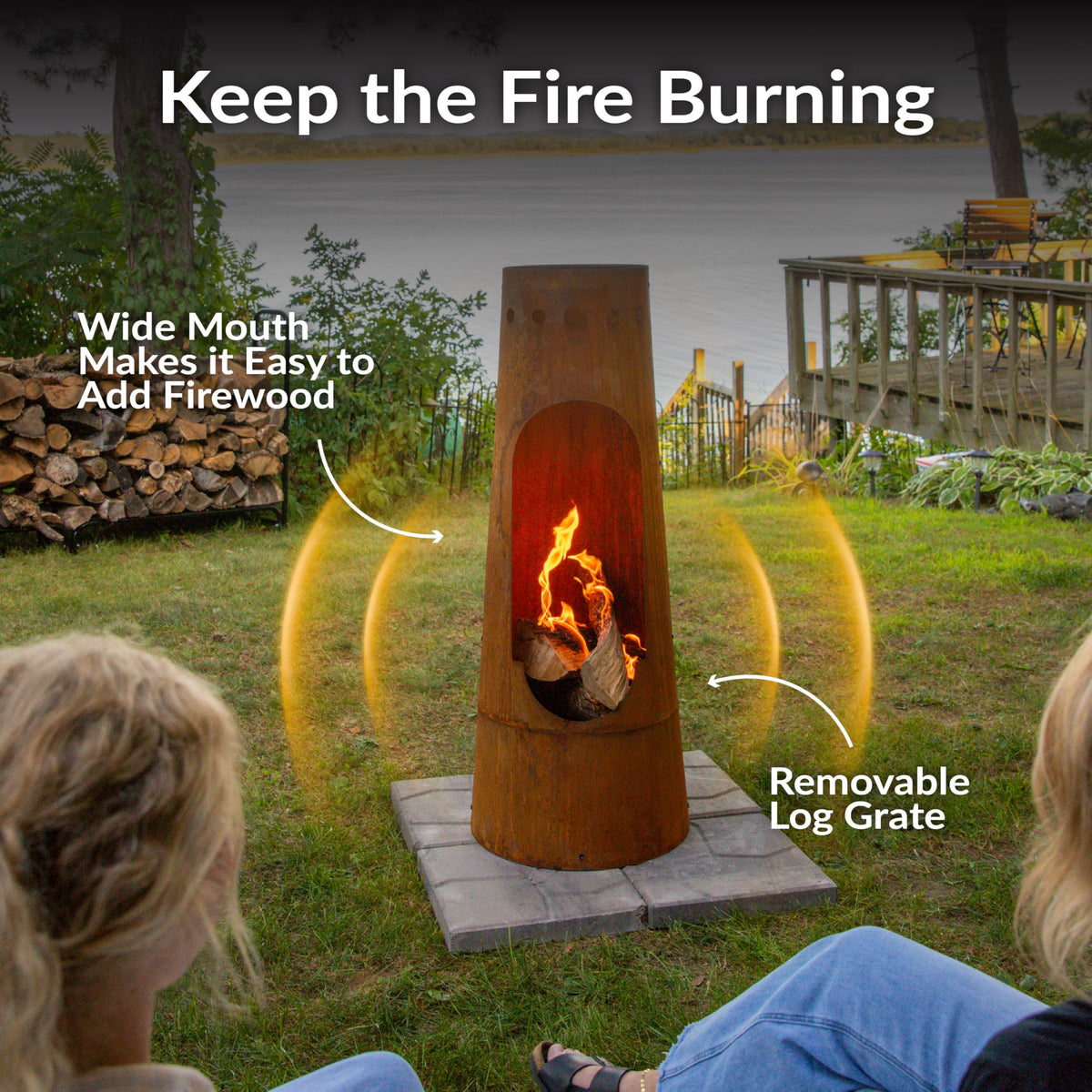 Sunnydaze Santa Fe Large Wood Burning Chiminea Outdoor Fireplace, 50"