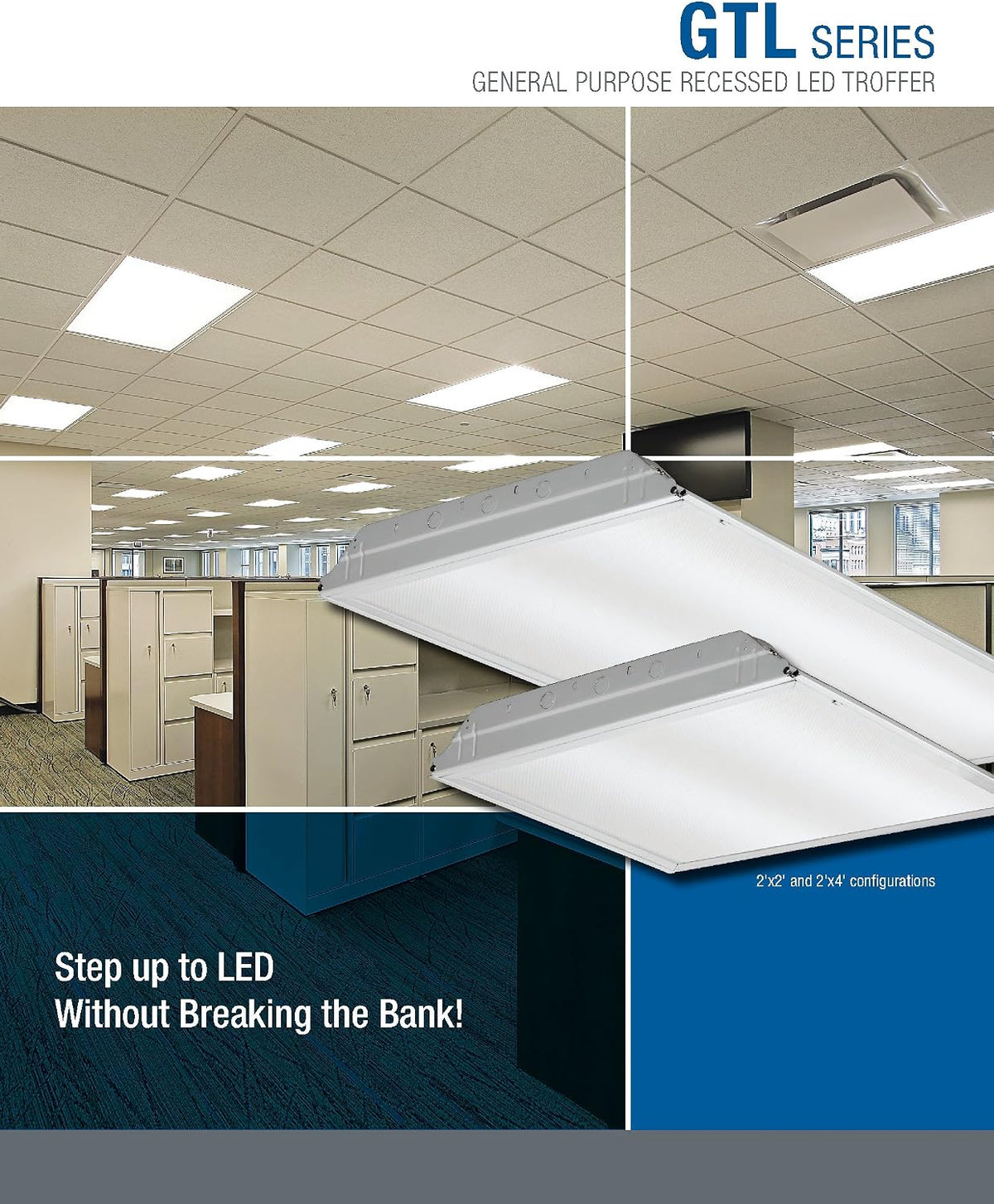 Lithonia Lighting 2GTL4 5000LM LP840 2-Foot by 4-Foot White LED Lay-in Troffer with Prismatic Lens, 4000K, 5000 Lumens