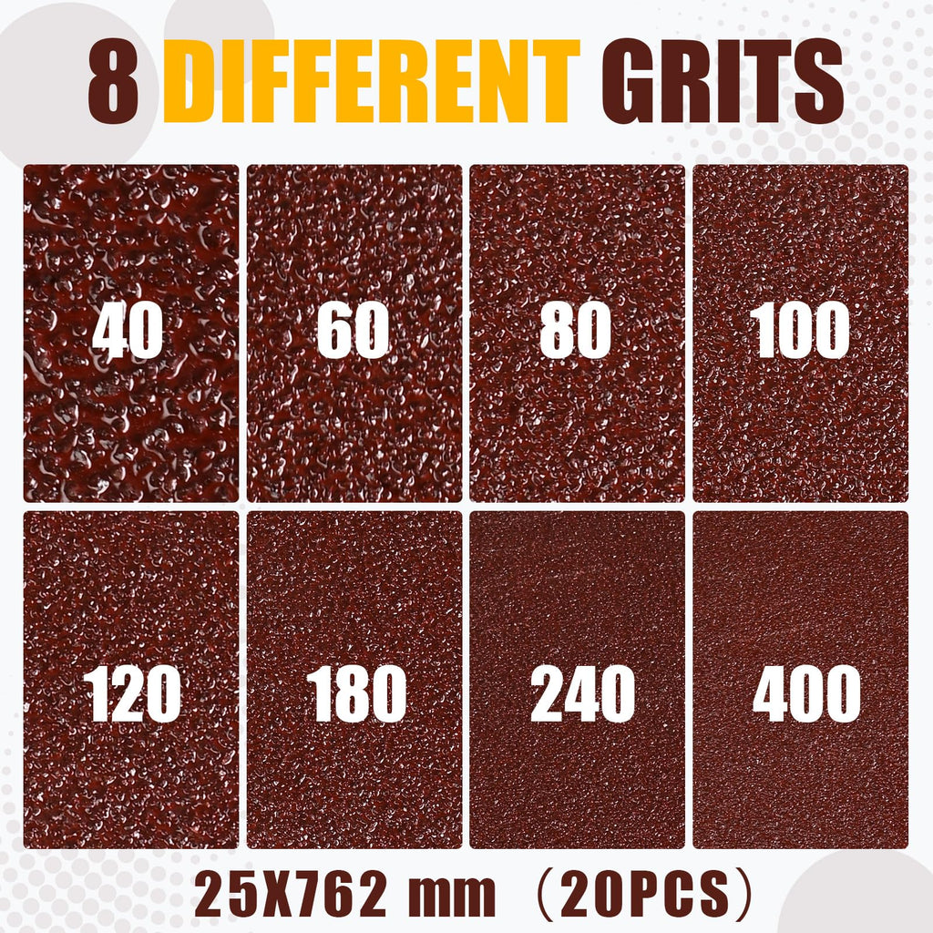 ZXOEJF 1 x 30 Inch Sanding Belts, 20 Pcs 120 Grits Sander Paper