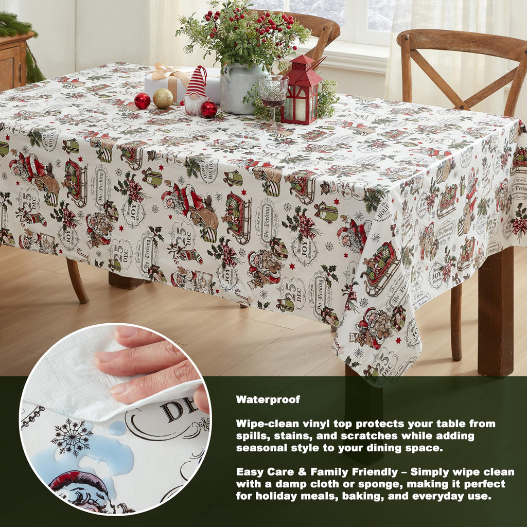 Vintage Nostalgia Christmas 52x70 Inch Rectangle Vinyl Tablecloth