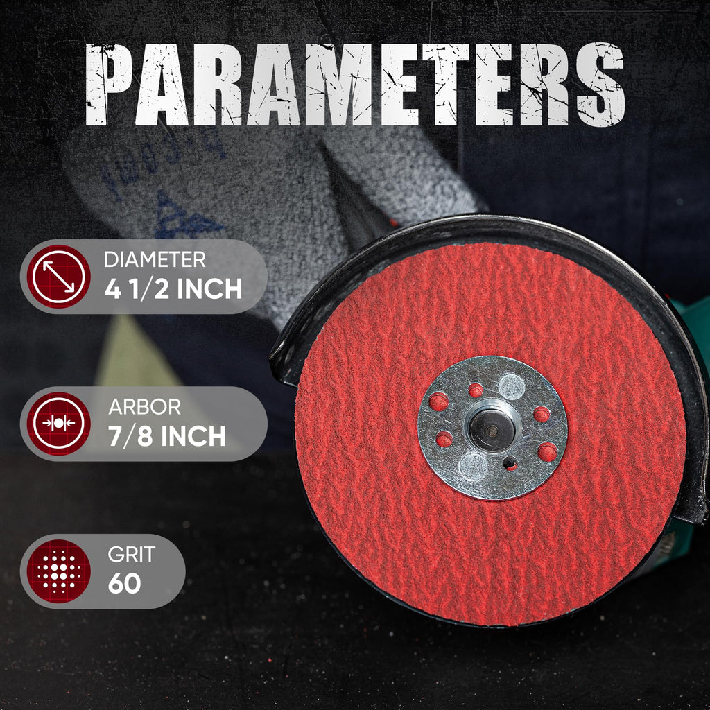 ABRAPRO 4.5" x7/8" Ceramic Resin Fiber Sanding Discs 60 Grit -25Pcs