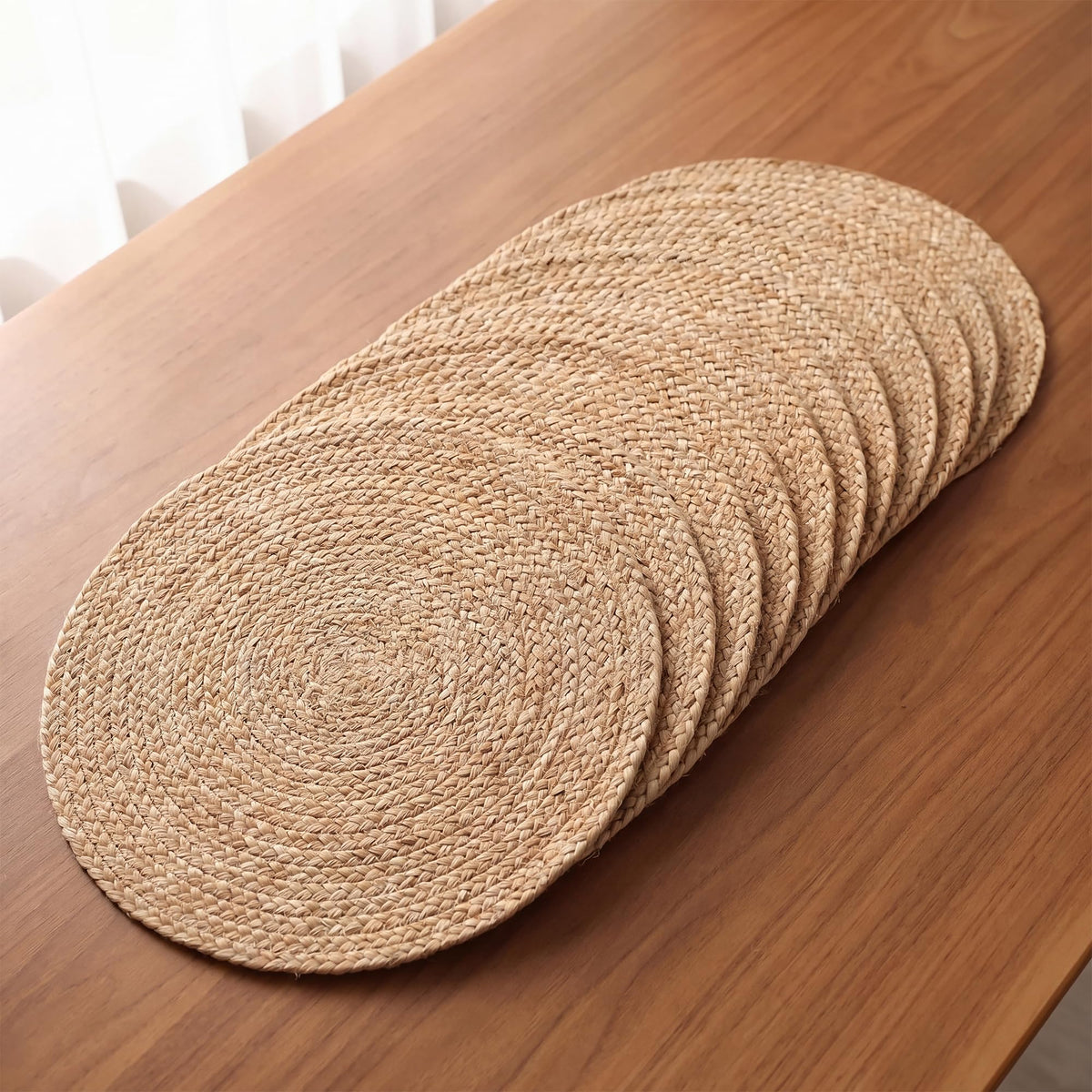 Round Jute Placemats, Set of 4, 13 Inch