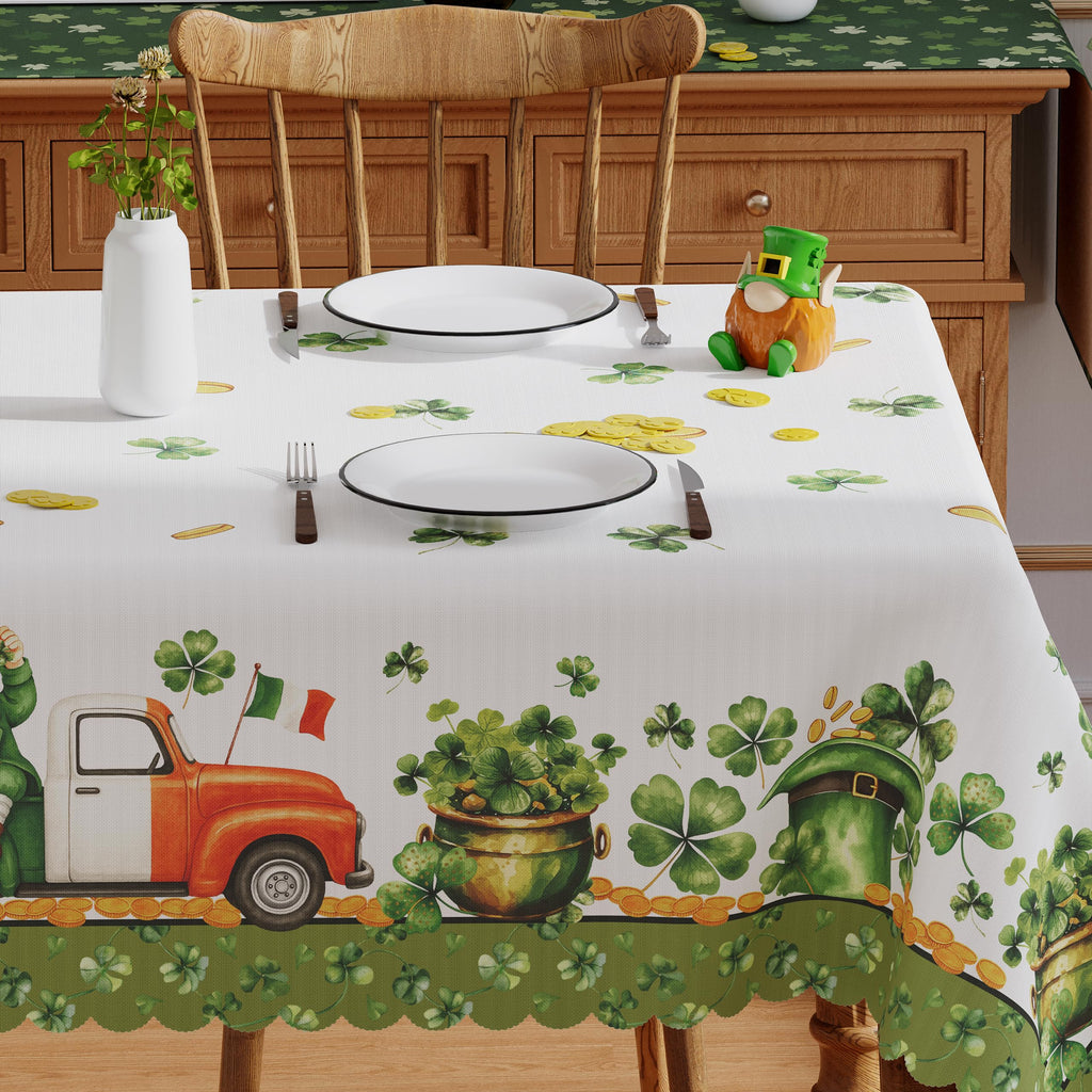 St Patricks Day Tablecloth Rectangle 60x84 Inch Lucky Home Party Decor
