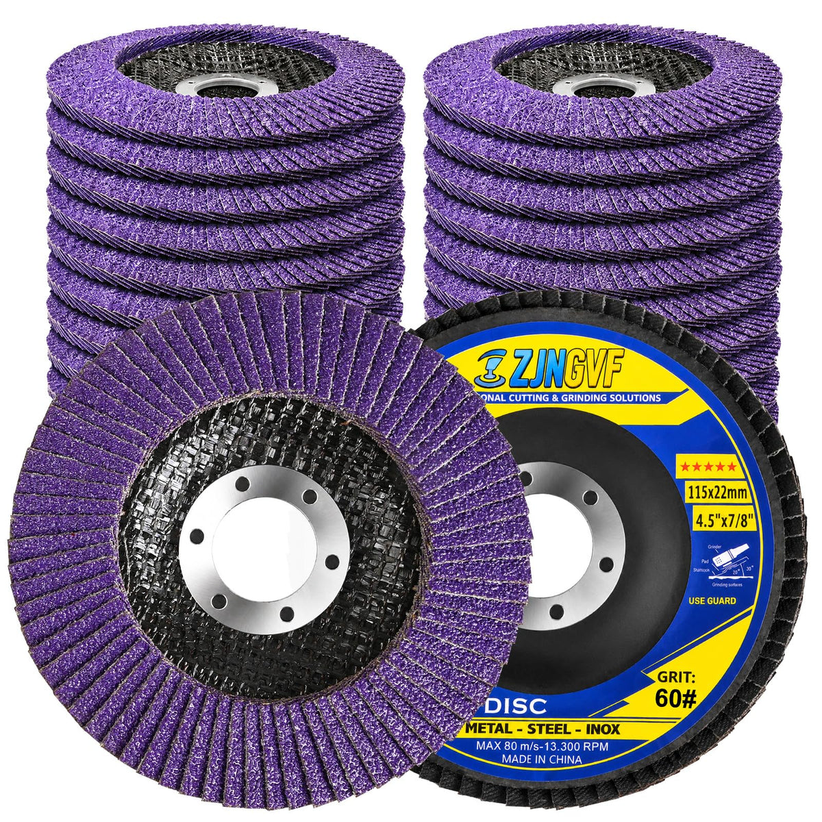 ZJNGVF Flap Discs 4 1/2 for Angle Grinder Self-Sharpening Purple Ceramic
