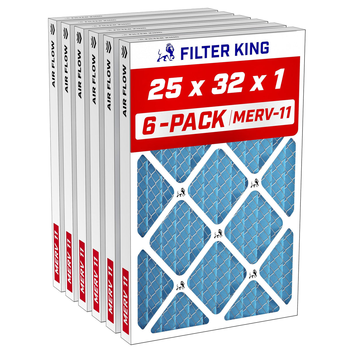 25x32x1 Air Filter MERV 11, AC Furnace Filters (6-Pack)