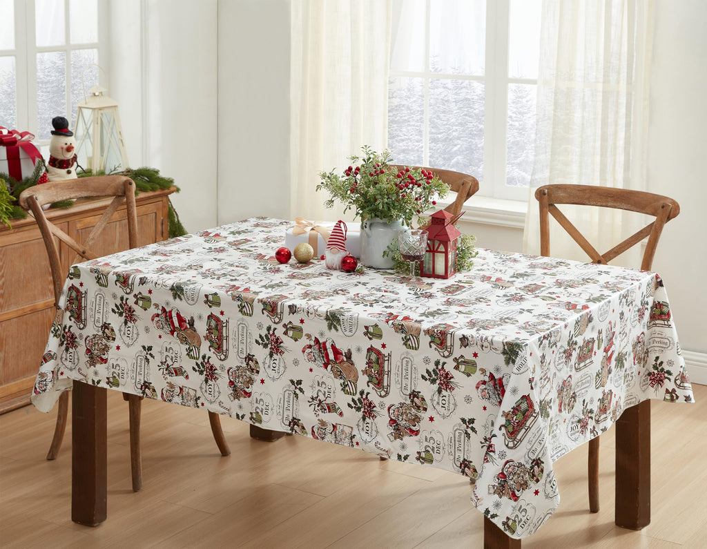Vintage Nostalgia Christmas 52x70 Inch Rectangle Vinyl Tablecloth