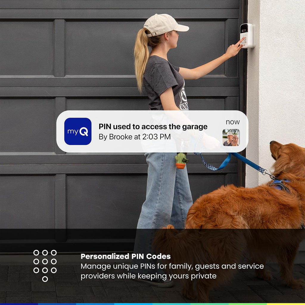 myQ Smart Garage Door Video Keypad + Rechargeable Battery, with Wide-Angle Camera, Customizable PIN Codes, and