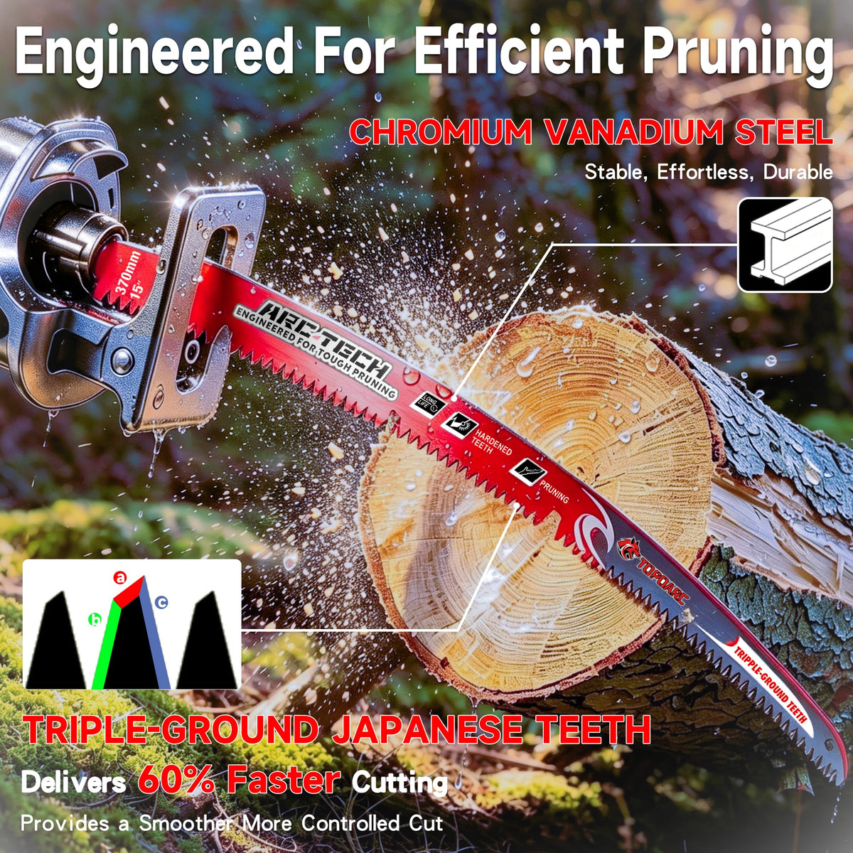 Arc Edge Reciprocating Saw Blades, 15-Inch 6TPI for Tree Trimming, 3-Pack