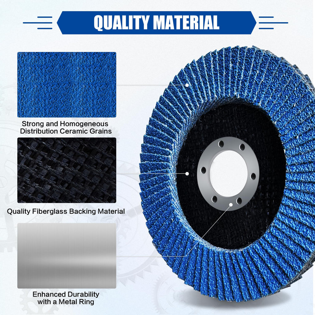 25 Pack 4-1/2 Inch Flap Discs for Angle Grinder, T29 Zirconia Alumina Grinding Wheels 40/60/80/120 Grit, Heavy Duty Sanding Discs for Metal, Stainless Steel, Weld Blending, Rust Removal, Finishing