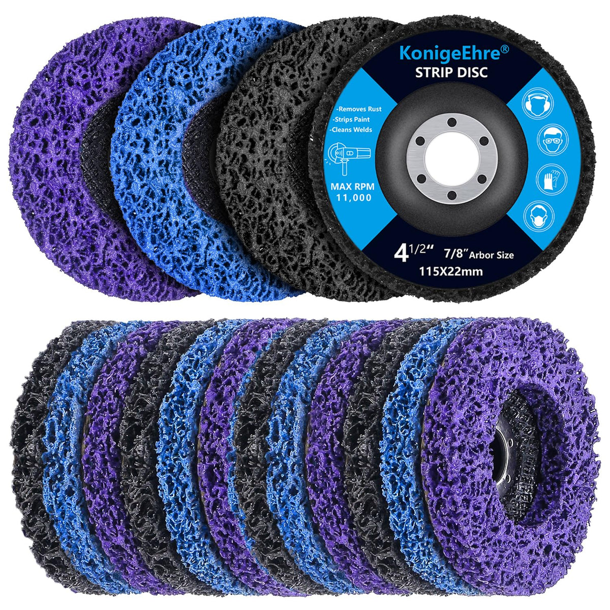 12 Pack 4" x 5/8" Strip Discs Stripping Wheel Fit Angle Grinder Clean and Remove Paint Coating Rust Welds Oxidation