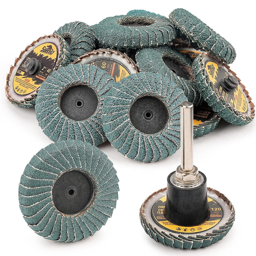 Sbestily 13PC Mixed Curved Flap Disc 2 Inch Die Grinder Sanding Discs Kit