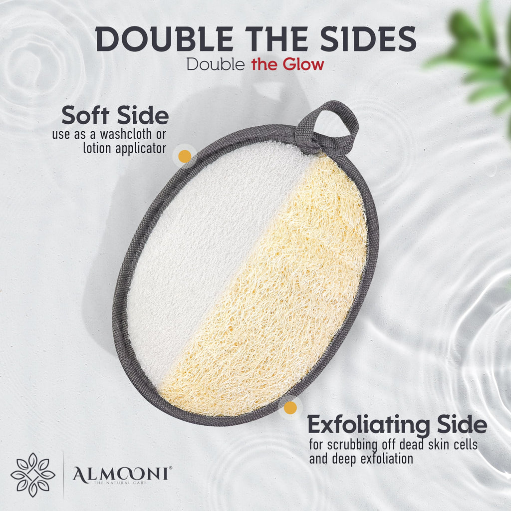 Loofah Sponge Body Scrubber for Men, Gray, 2 Count