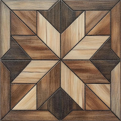 Wood Geometric Pattern Peel and Stick Tile Art Deco, 12"x12"
