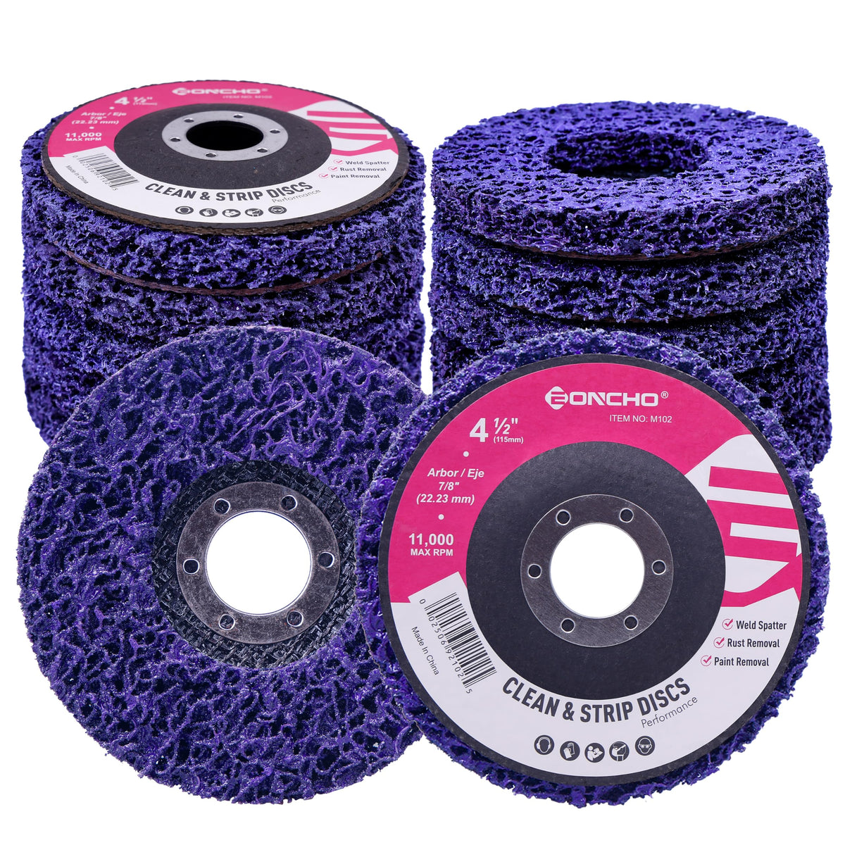 Stripping Discs 4-1/2" Paint & Rust Removal Wheels for Angle Grinder, Rust Remover Discs, Clean and Remove Paint Coating Rust Welds Oxidation 12-Pack(Purple)