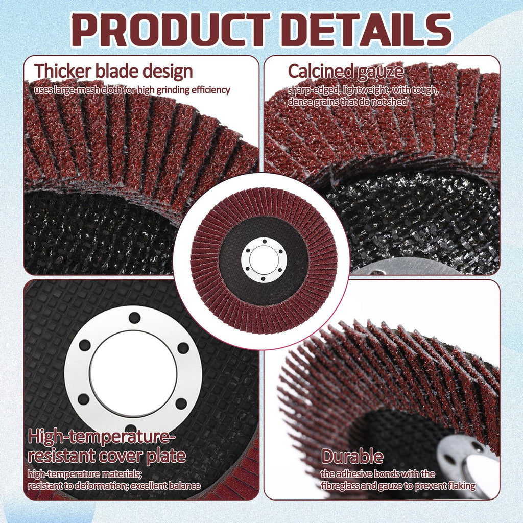 Landhoow 40 Pack Flap Discs 4 1/2 Inch for Angle Grinder 4.5 x 7/8 Inch Aluminum Oxide Sanding Grinding Wheels Grinding Discs Abrasives Flapper Wheel for Wood Metal Sanding (40,60,80,120 Grit)