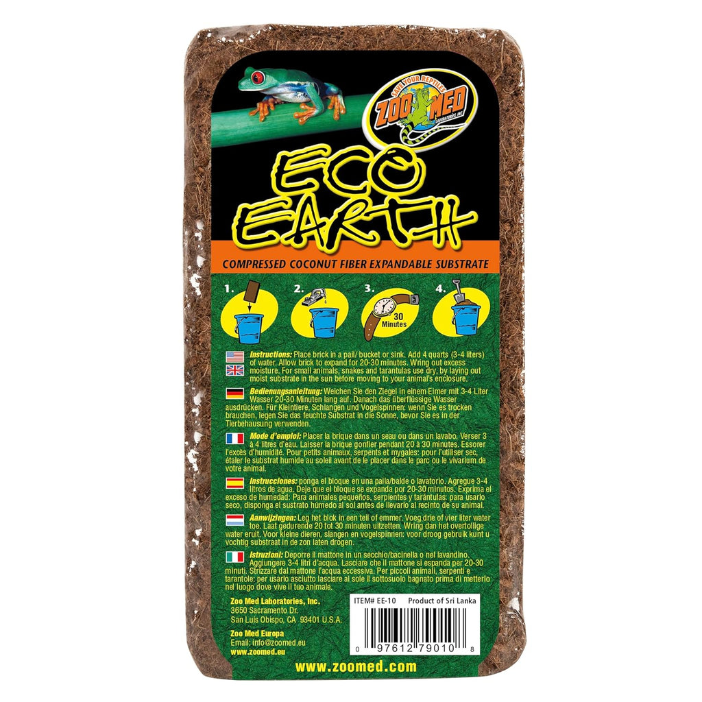 Eco Earth Compressed Coconut Fiber Substrate Reptiles 1 Brick - 3 Pack