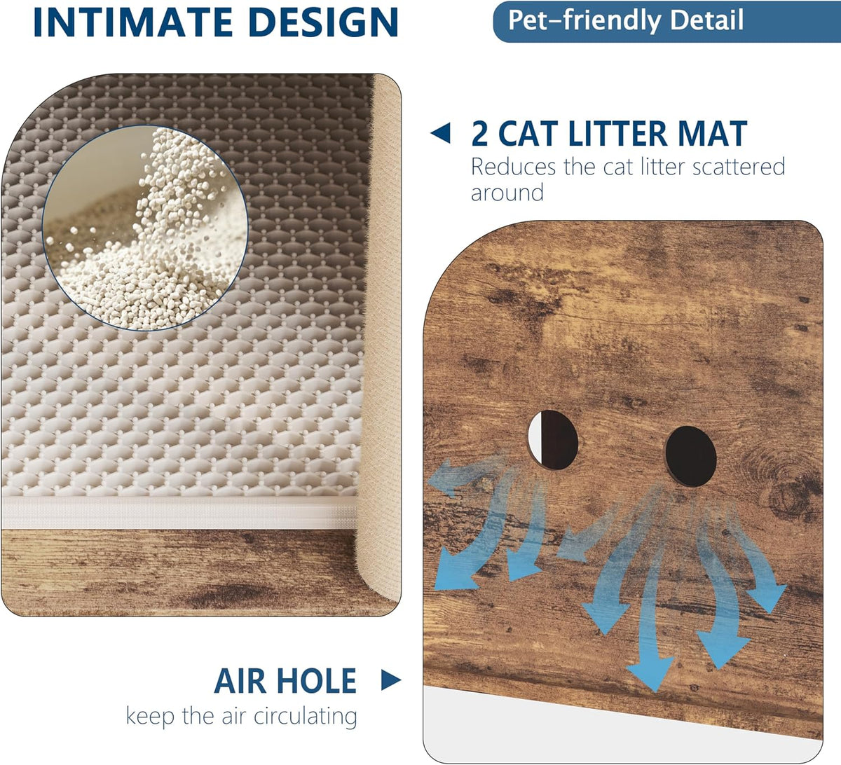 Cat Litter Box Enclosure Furniture, Hidden Cabinet with Scratching Post