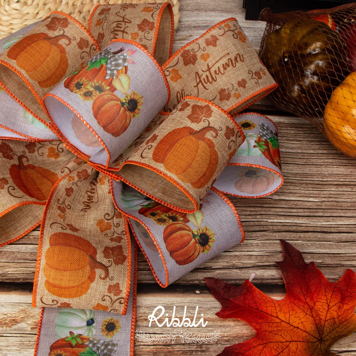 Fall Ribbon Wired 6 Rolls 2.5 Inch,Total 90 Feet(30 Yards), Hello Autumn/Vintage Truck/Pumpkin/Maple Leaves/Fall